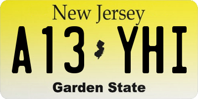 NJ license plate A13YHI