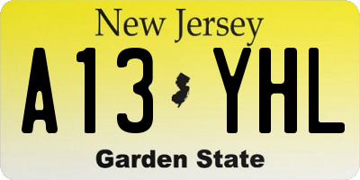 NJ license plate A13YHL