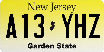 NJ license plate A13YHZ