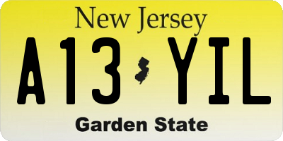 NJ license plate A13YIL