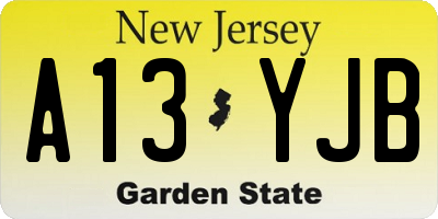 NJ license plate A13YJB