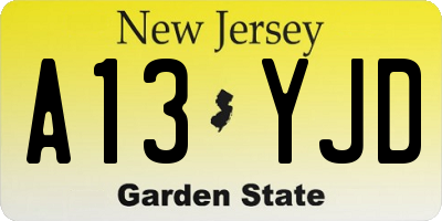 NJ license plate A13YJD
