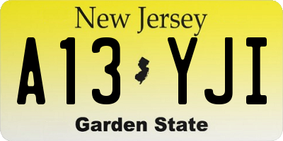 NJ license plate A13YJI