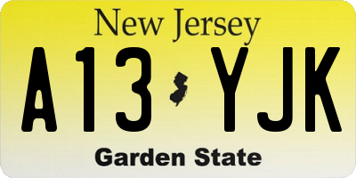 NJ license plate A13YJK