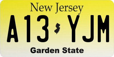 NJ license plate A13YJM