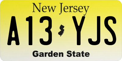 NJ license plate A13YJS