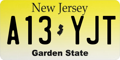 NJ license plate A13YJT