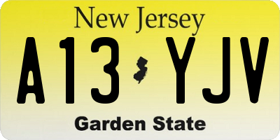 NJ license plate A13YJV