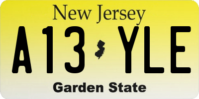 NJ license plate A13YLE