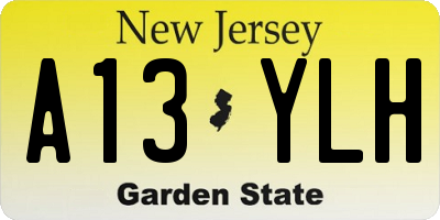 NJ license plate A13YLH