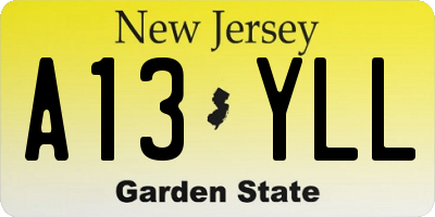 NJ license plate A13YLL
