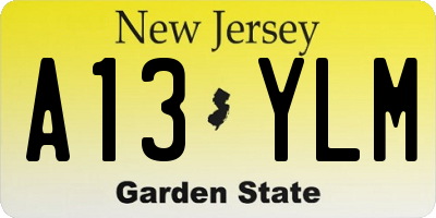 NJ license plate A13YLM