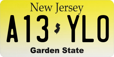 NJ license plate A13YLO