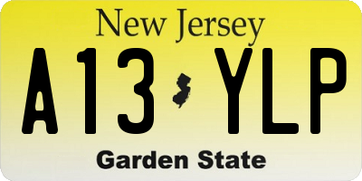 NJ license plate A13YLP