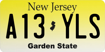 NJ license plate A13YLS