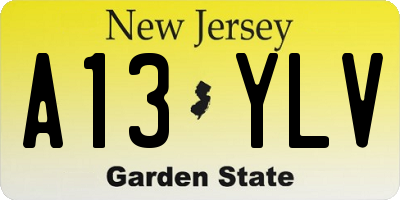 NJ license plate A13YLV