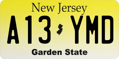 NJ license plate A13YMD