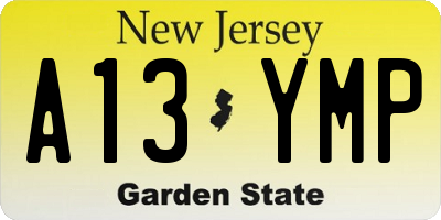 NJ license plate A13YMP