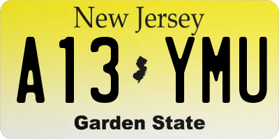 NJ license plate A13YMU