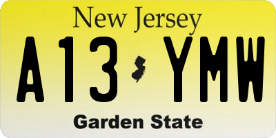 NJ license plate A13YMW