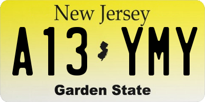 NJ license plate A13YMY