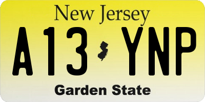 NJ license plate A13YNP