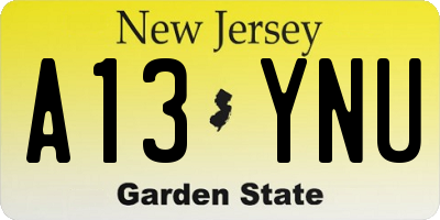 NJ license plate A13YNU