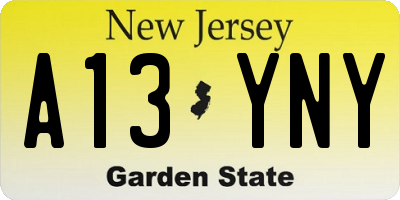 NJ license plate A13YNY