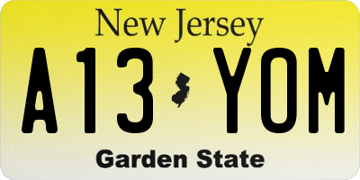 NJ license plate A13YOM