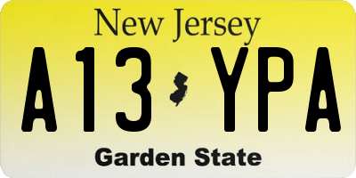 NJ license plate A13YPA