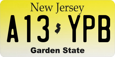 NJ license plate A13YPB