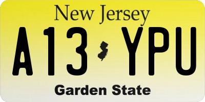 NJ license plate A13YPU