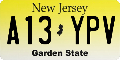 NJ license plate A13YPV