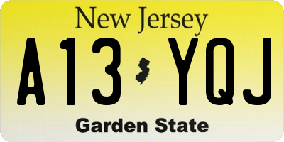 NJ license plate A13YQJ