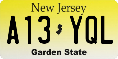 NJ license plate A13YQL