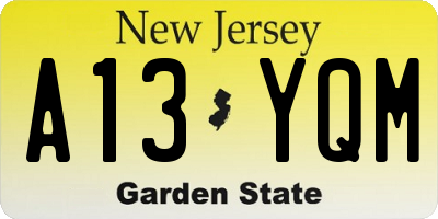 NJ license plate A13YQM