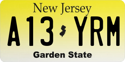 NJ license plate A13YRM