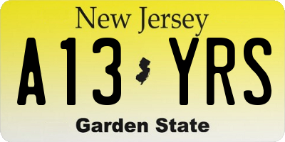NJ license plate A13YRS