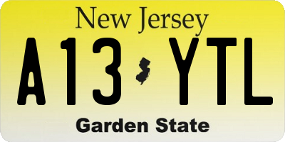 NJ license plate A13YTL