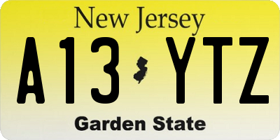 NJ license plate A13YTZ