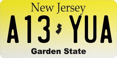 NJ license plate A13YUA