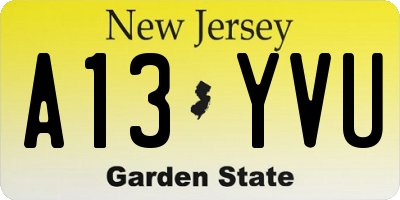 NJ license plate A13YVU