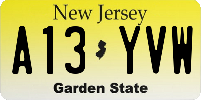 NJ license plate A13YVW