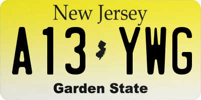 NJ license plate A13YWG