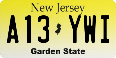 NJ license plate A13YWI