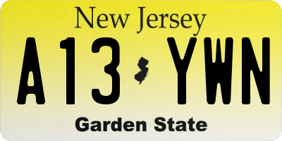 NJ license plate A13YWN