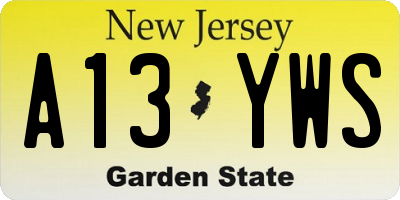 NJ license plate A13YWS