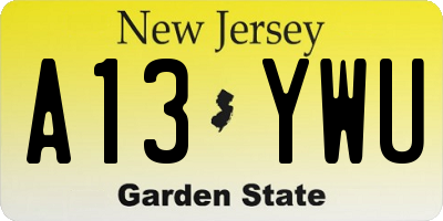 NJ license plate A13YWU