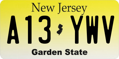NJ license plate A13YWV