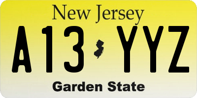NJ license plate A13YYZ
